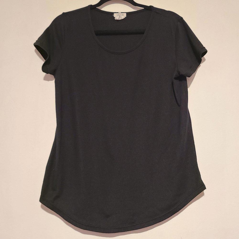 Women's Catherine Malandrino Black Shirt Scoop Neck Cap Large L